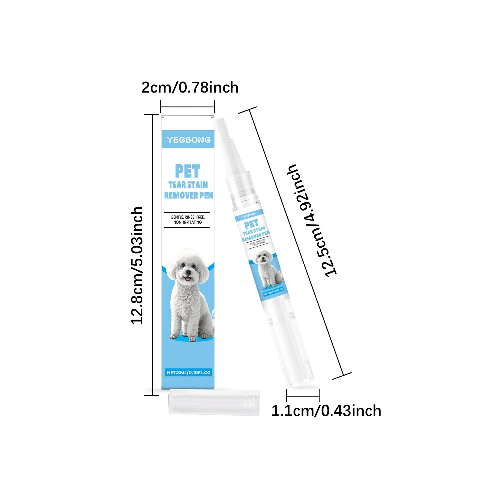 Yegbong Pet Care Tear Stain Removal Pen for Cats And Dogs Universal Eye Cleaning Solution 3ml Qme 1 set