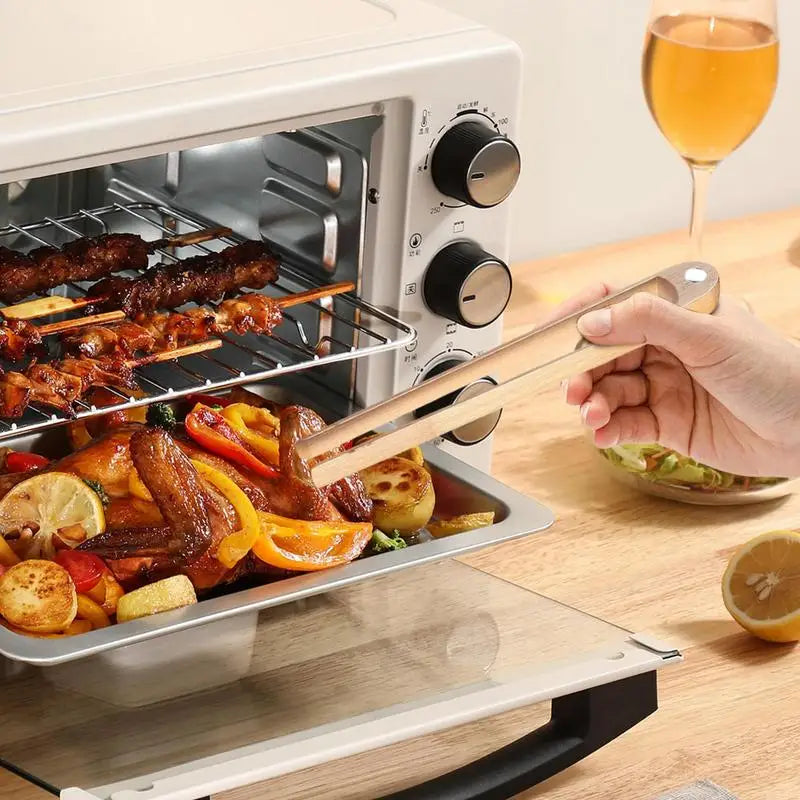 Bamboo Wood Wooden Food Toast Salad Tongs Toaster Bacon Sugar Ice Tea Qme