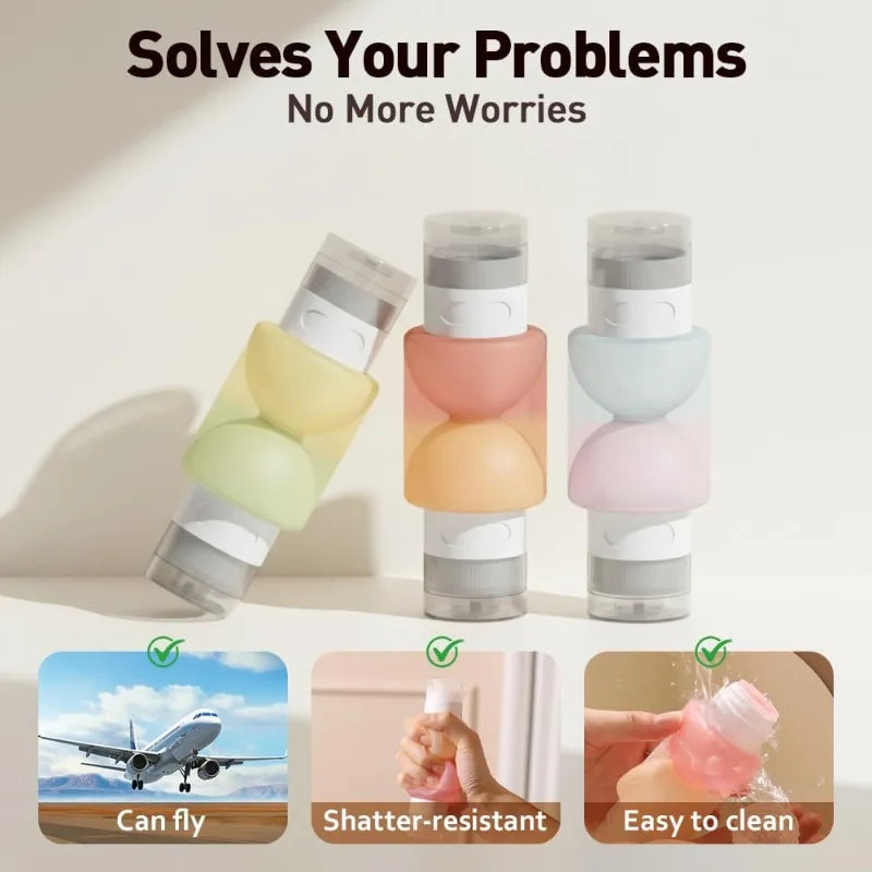 Premium Silicone Travel Dispenser Bottle Leak Proof Refillable Qme