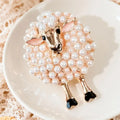 Sheep Shape Full Drill Design Elegant Decoration Vintage Pearl Brooch For Women Daily Outfit Qme style 1
