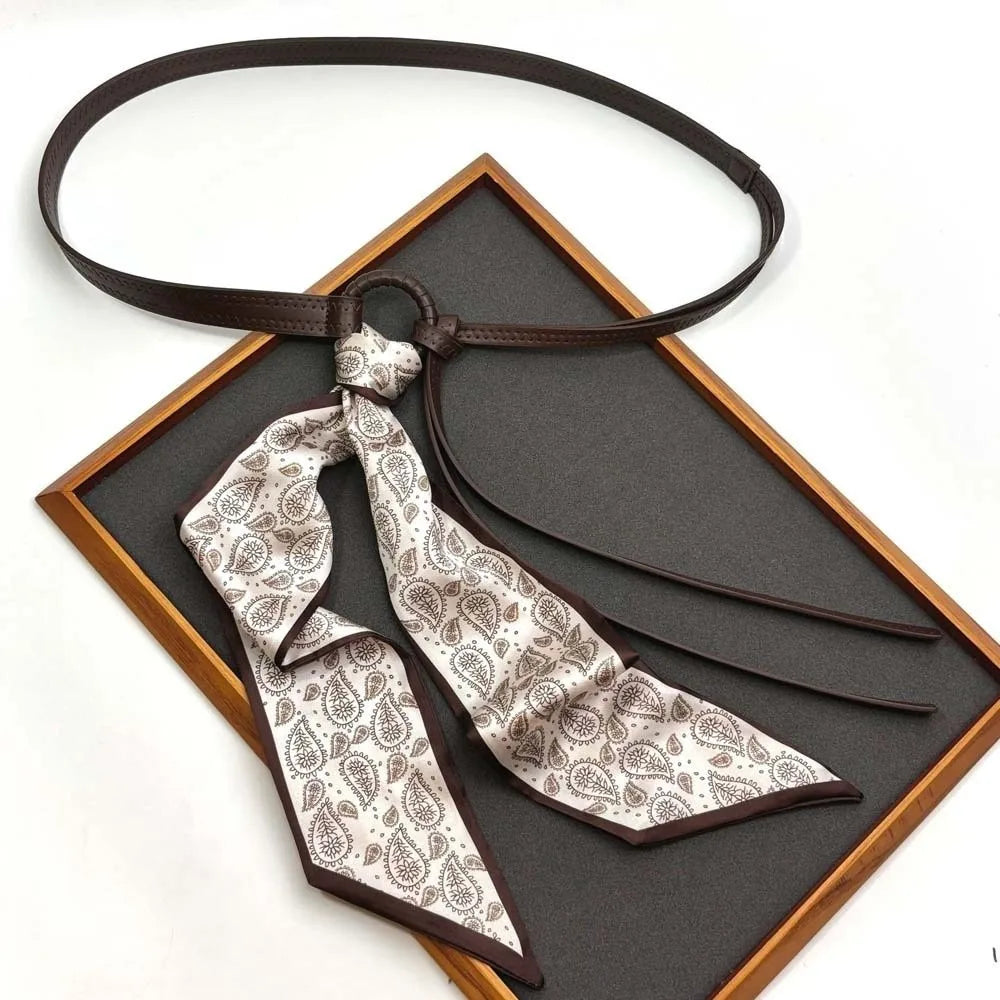 Ethnic Cashew Printed Belt Adjustable PU Retro Jacquard Waistband Qme