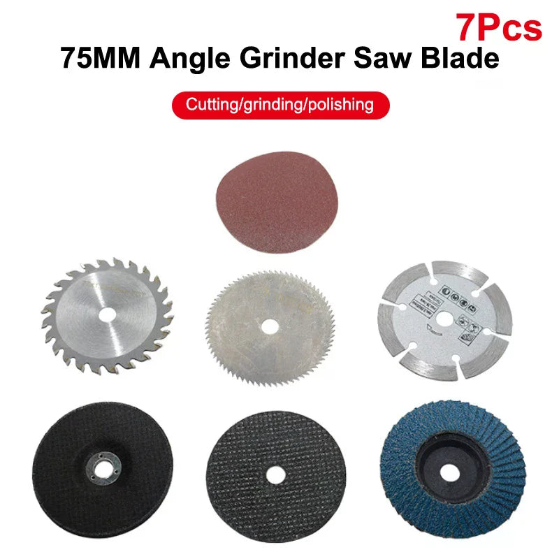 7Pcs 75mm Cutting Disc For Hole Angle 10mm Circular Saw Blade Sander Sanding Tool Tile Wood Metal Cutting Disc Qme Default Title