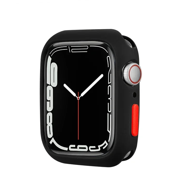 Candy Soft Silicone Case For Apple Watch Cover Ultra 9 8 7 6 Se 45mm 42mm 44mm 40mm 41mm 38mm rubber Protection watch for women Qme black red 44mm