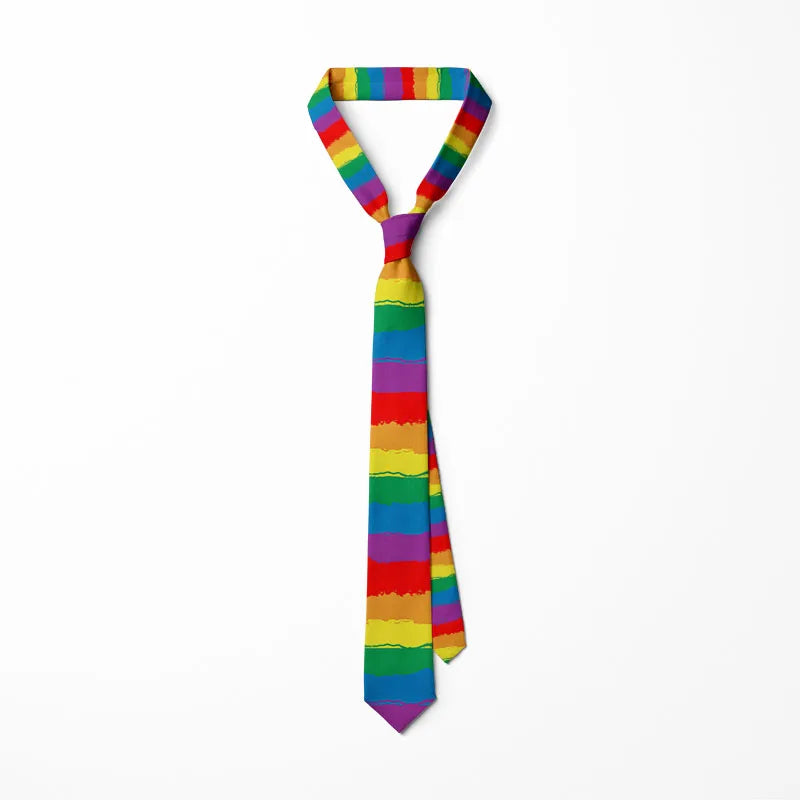 Personality Colorful Rainbow Striped Tie Fashion Business Fun Men's Qme style6 CN