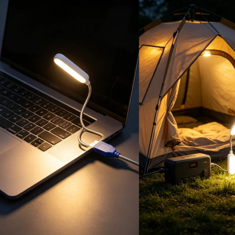 Mini USB LED Light 6 Book Flexible Reading Lamp Portable Night Power Qme