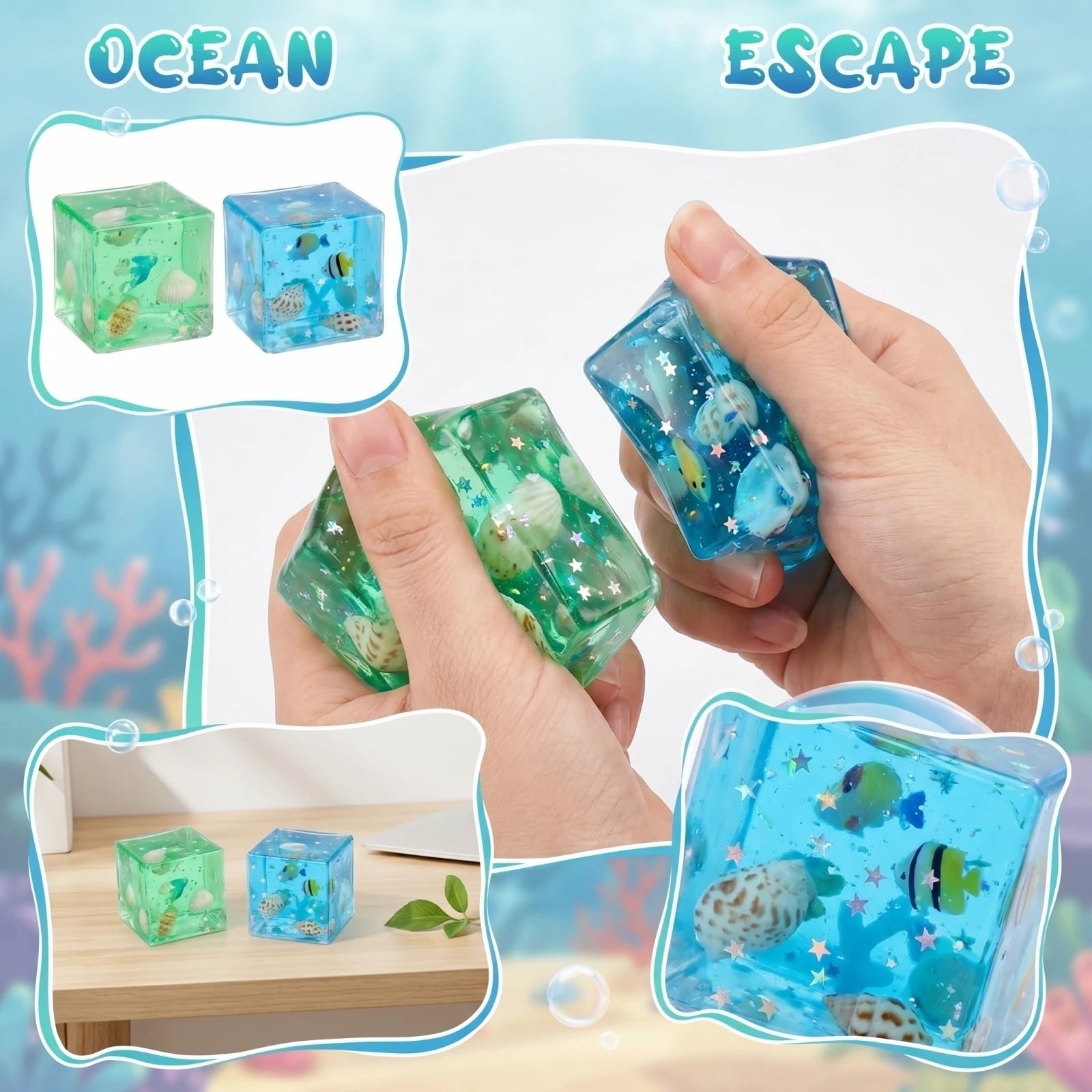 Maltose Ocean Cubes Stress Relief Squeezing Toy for Children and Adults Fun Casaul Working Studying Fidget Party DIY Decor Qme