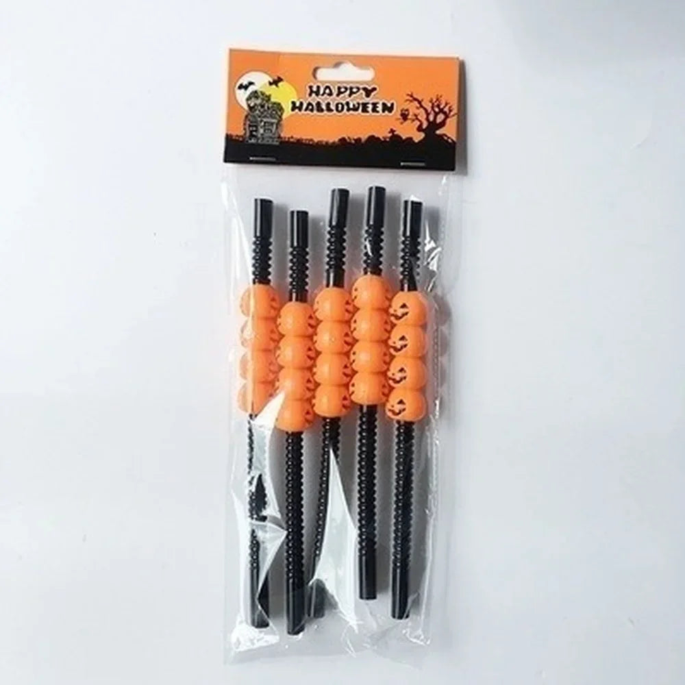 Halloween Straws Home Party Decoration Holiday Bar Cartoon Skull Qme