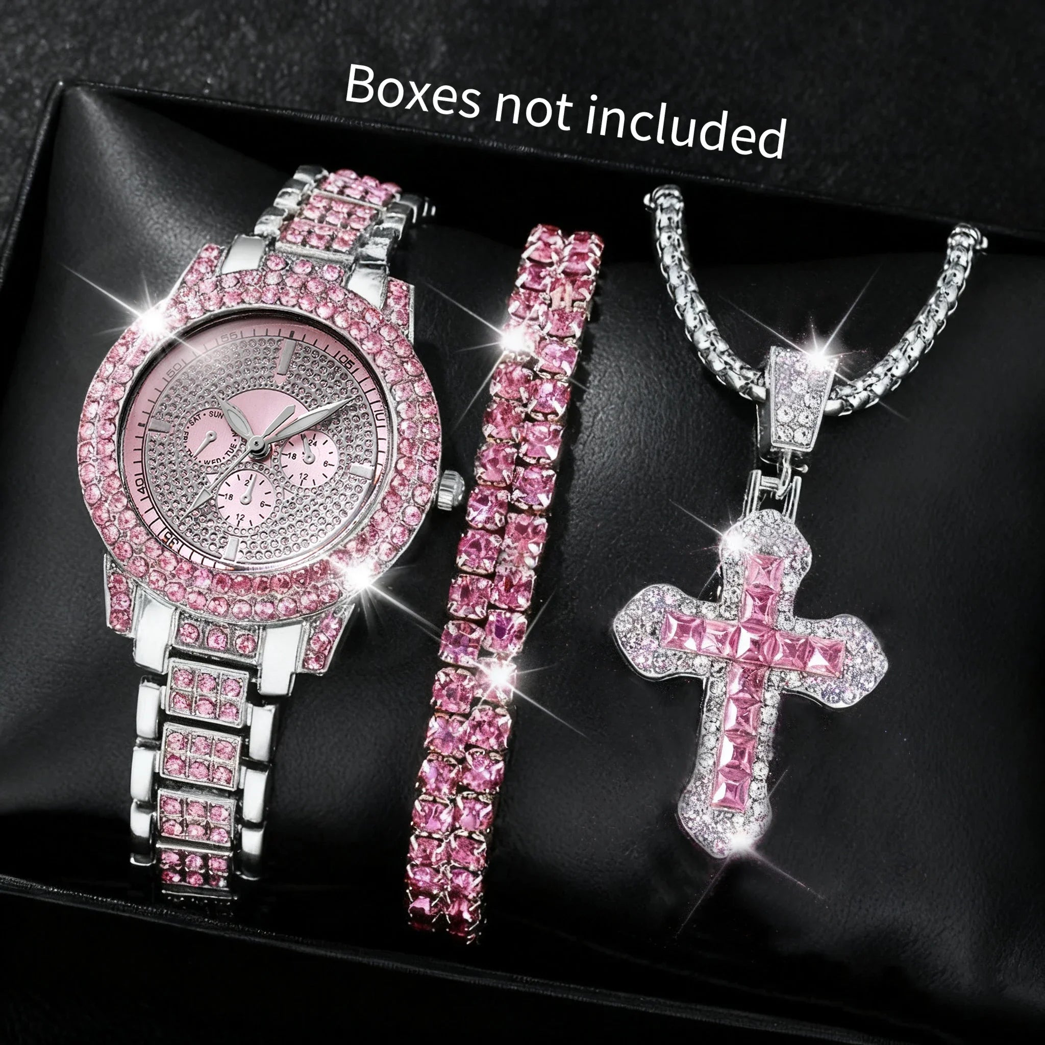 2026 2026 Spring Fashion Quartz Watch Accessories Set for Men and Women, Simple and Trendy Double Row Bracelet Cross Set Qme