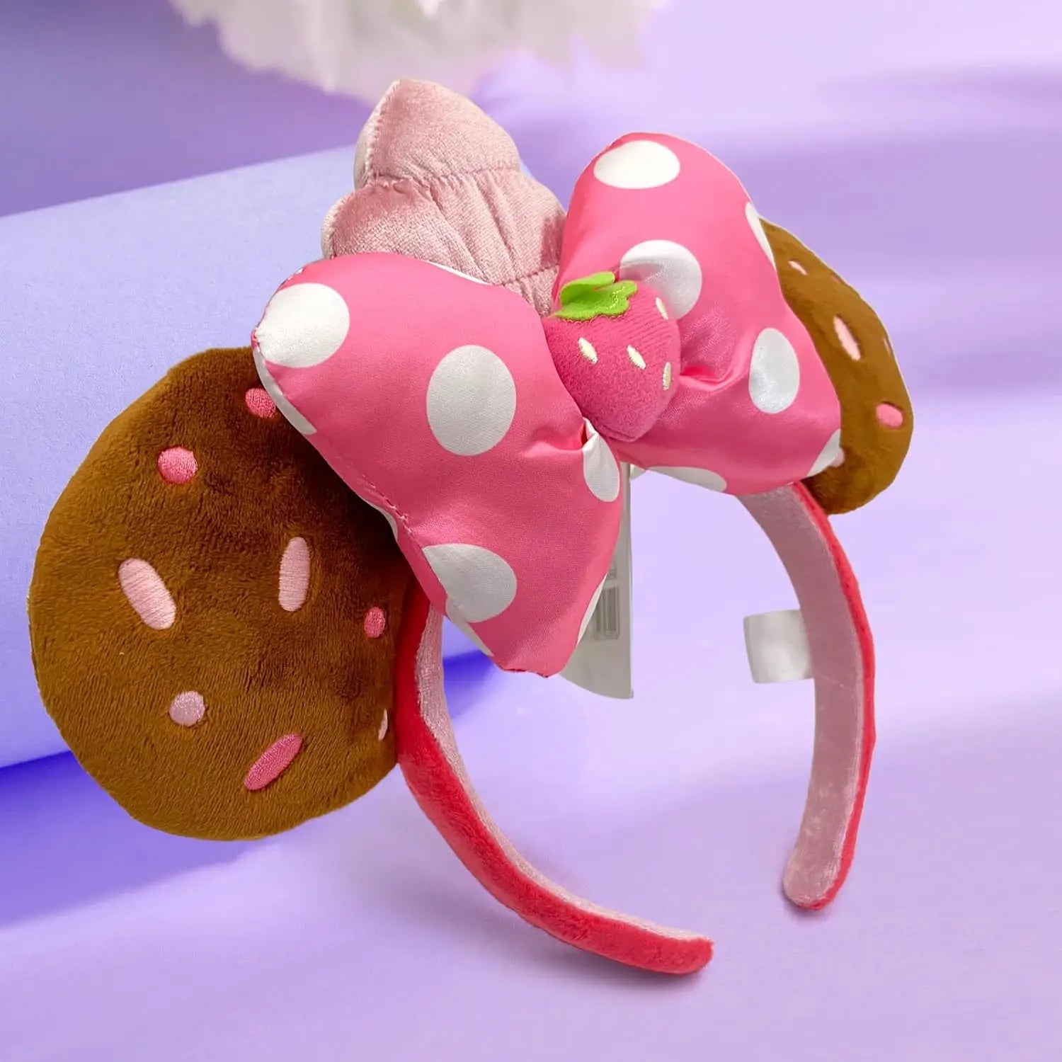 Mouse Ears Headbands Strawberry Bow birthday Princess Party Decoration Cosplay Hair Accessories Hairband for girl Women Adult Qme