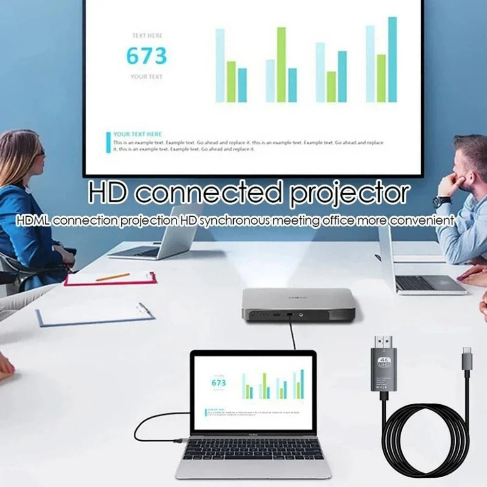 4K USB C Type-C to HDMI-Compatible Cable Ultra High Speed Definition Adapter Cable TV Computer Screen Projection Braided Cable Qme