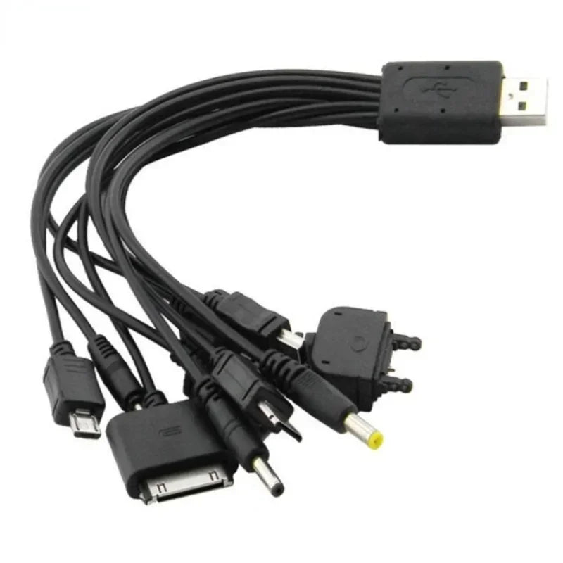 5pcs USB Multi-head Ten In One Charging Cable Mobile Phone 10 In 1 Multi-head Charging Cable 0.23 Meters Qme 5pcs