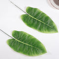 2Pcs Artificial Green Leaves with Flexible Steel Stem for Home Party Jungle Theme Decor Photo Prop Premium Plastic Fabric Faux Qme Default Title