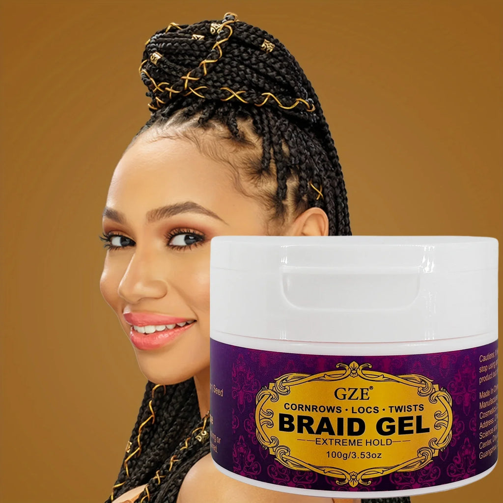 GZE Braid Gel Extra Hold High Shine Braiding Gel & Edge Control Conditioning No Flake Suitable For Twist Locs Braids Edge Qme