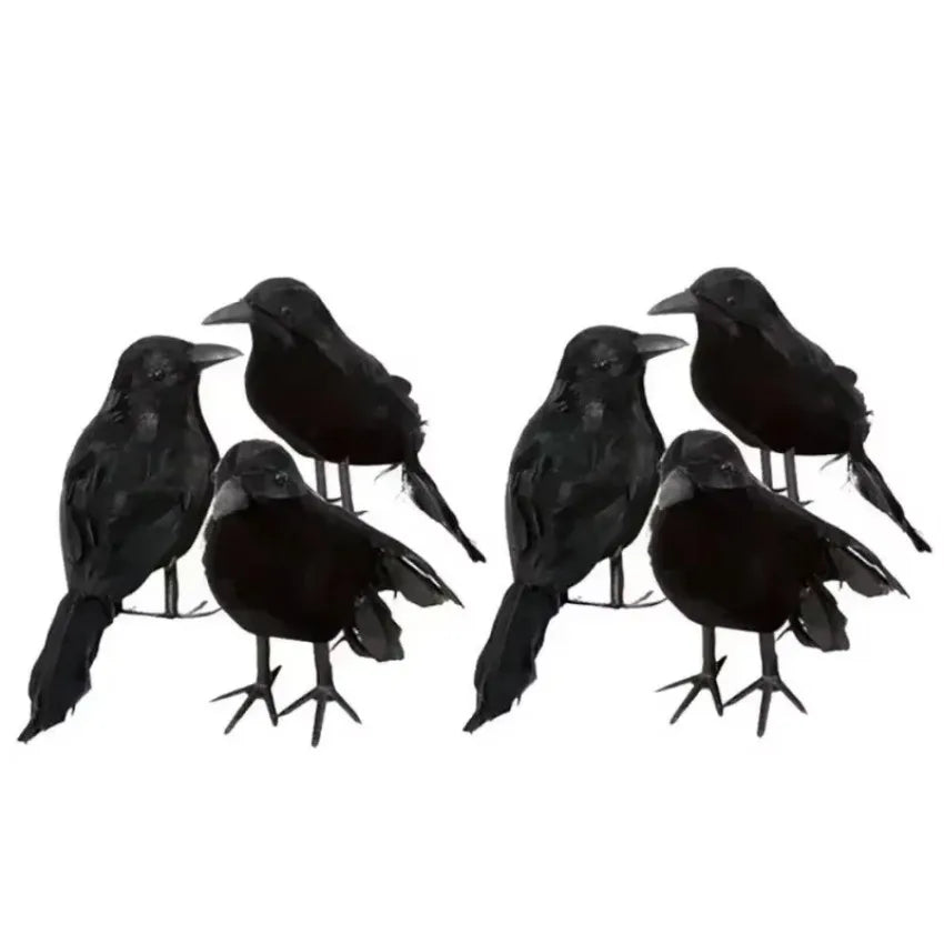 3pcs/set Halloween Black Crow Fakes Bird Toys Feather Animal Festival Decoration Props Party Supplies Garden Statues Sculptures Qme