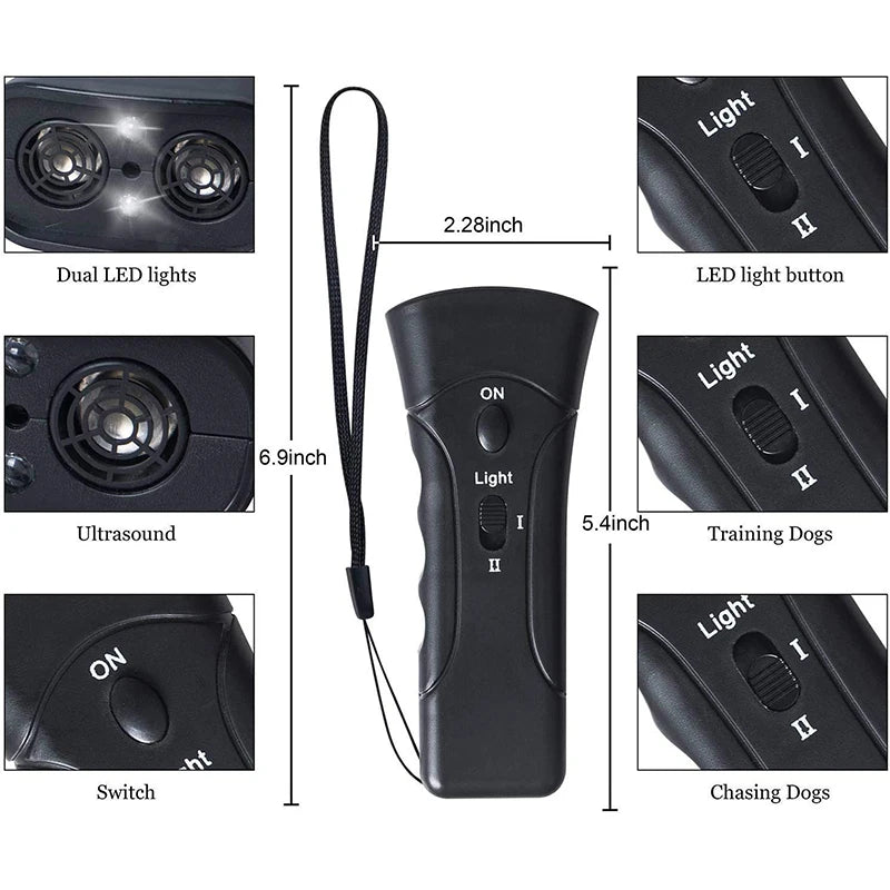 1PC Pet Dog Repeller Anti Barking Stop Bark Training Device Trainer LED Ultrasonic Anti Barking Ultrasonic Without Battery. Qme