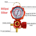 For R410A R22 R134a R404A Air Condition Gauge Refrigerants Manifold Gauge Manometer Valve 800psi/500psi with Visual Mirror Qme High pressure