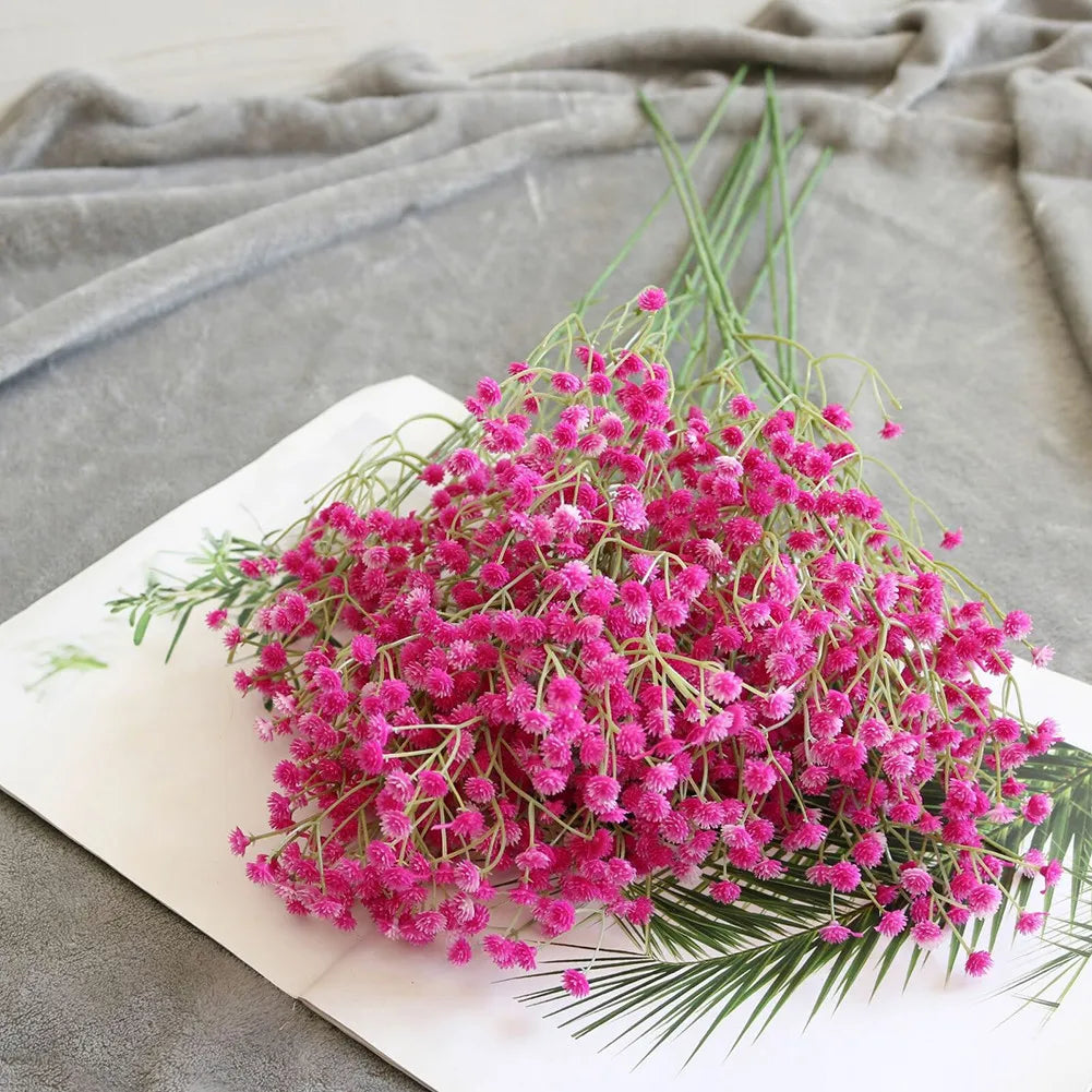 1 pc Artificial Flower Fake Silk Gypsophila Flower Simulation Gypsophila Flower Wedding Bouquet Home Garden Hotel Party Decor Qme rose red