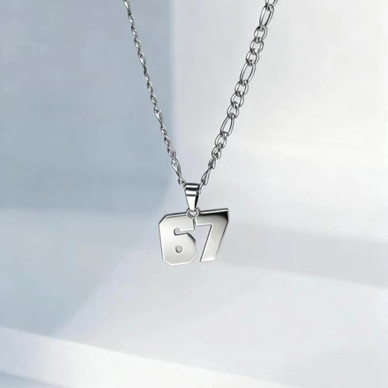 Minimalist Chain 67 Number Pendant Necklace Women Men Lucky Trend Qme