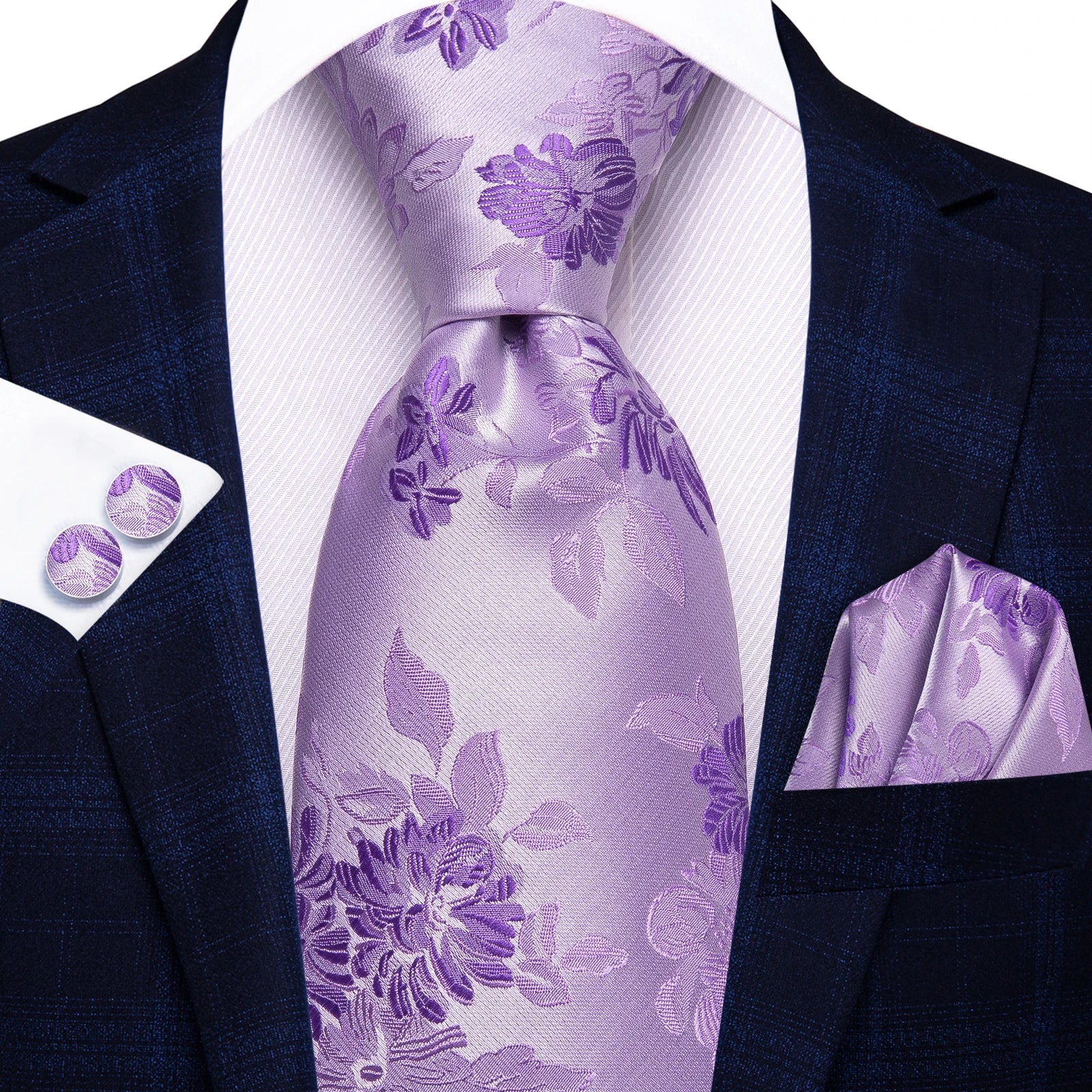 Hi-tie Mens Tie Black Green Purple Geometric Striped Paisley Floral Qme HT-LDSN3982