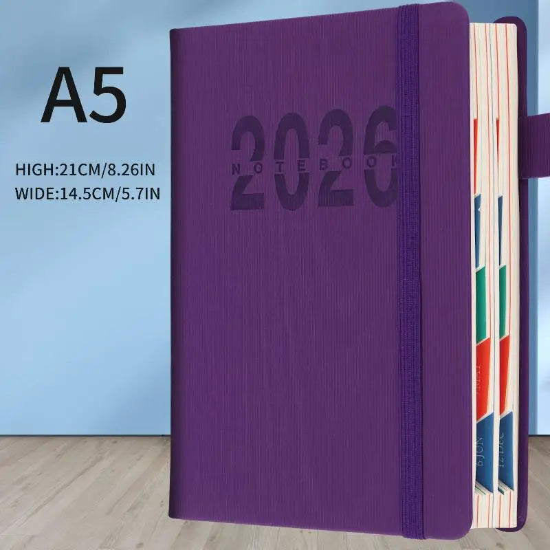 2026 Daily Monthly Planner Colorful Mark Hardcover Leather Day 400 Qme Purple
