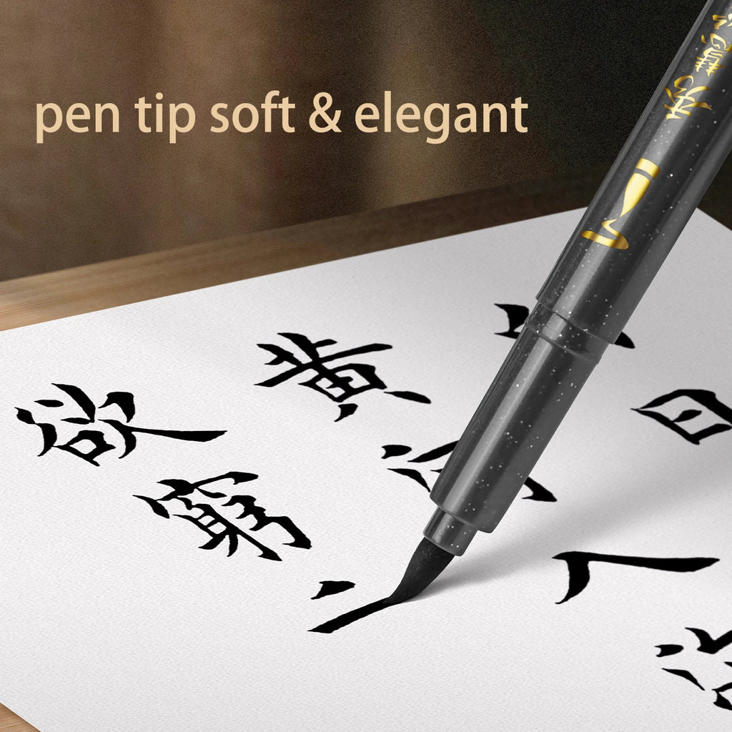 4-Size Calligraphy Pen Set for Writing, Drawing & Hand Lettering, Black Ink Brush Markers for Art, Calligraphy, Sketching Qme