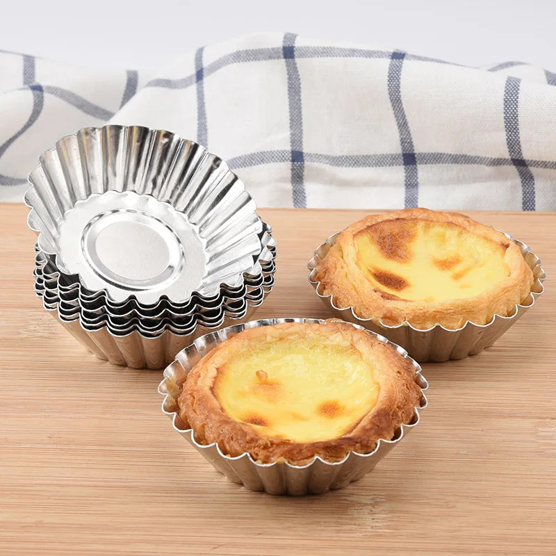 Reusable Aluminum Egg Tart Molds Cookie Pudding Jellies Mould Mooncake Mold Pastry Tools Baking Accessories Kitchen Tools Qme