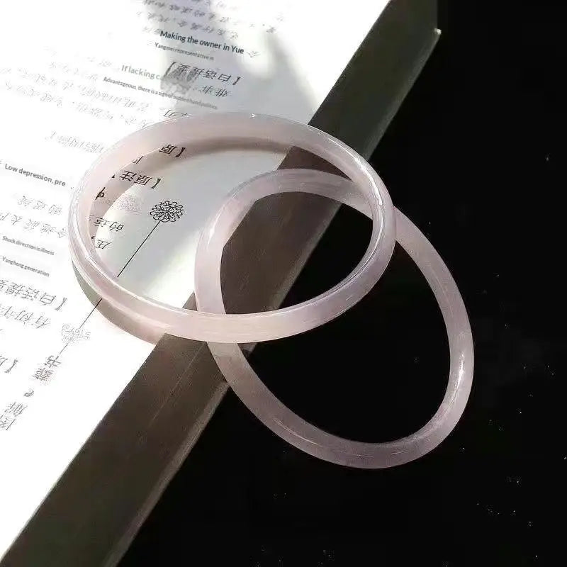 Natural Chalcedony Beauty Bangles Ice Sweet Graceful Light Pink Bracelet Delicate Elegant Perfect Jade Handring Jewelry Qme