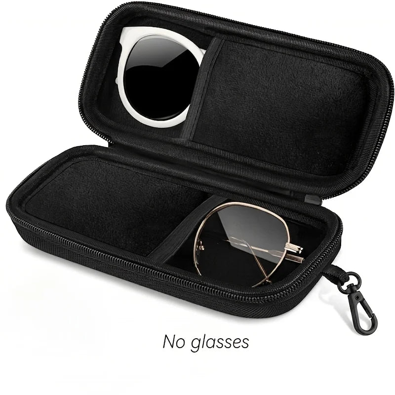 Protective Hard Shell Double Compartment Glasses Storage Box Qme Black