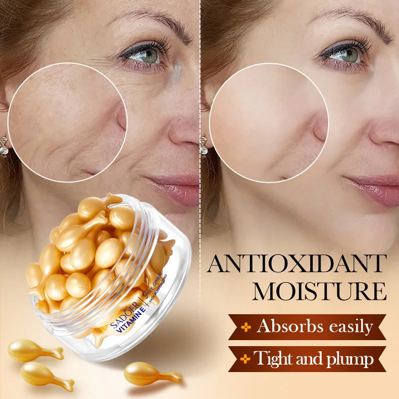 30pcs Capsules Vitamin E Face Essence Lifting Firming Whitening Shrink Pores Faded Wrinkle Aging Freckle Repair Skin Care Serum Qme