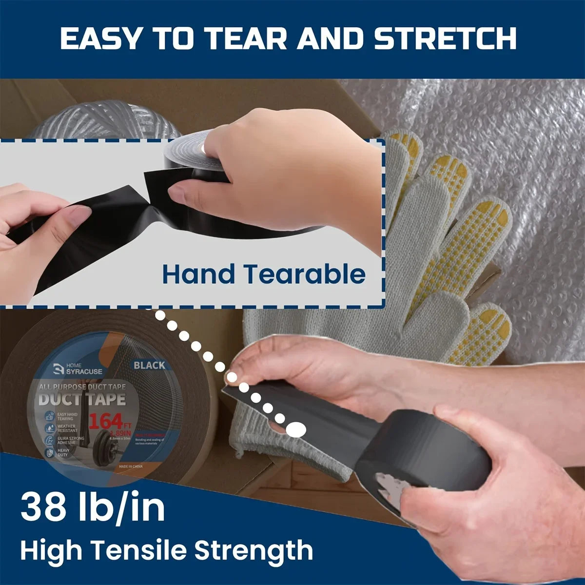 Black Super Adhesive Fabric Duct Tape Electric Bicycle Seat Repair Tarpaulin Repair Black Cloth-based Adhesive Tape Packing Tape Qme