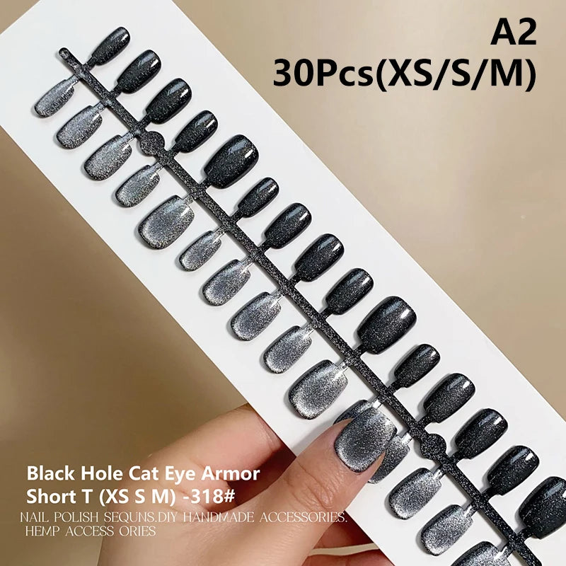 Cat Magnetic Press Nail Pretty Fake Nails Detachable Full Tips Qme A2