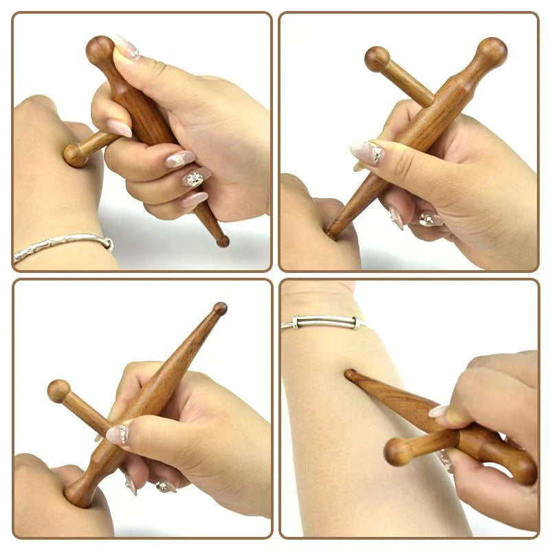 Wood Acupoint Massage Stick Tool Foot Full Body Relaxing Deep Tissue Qme