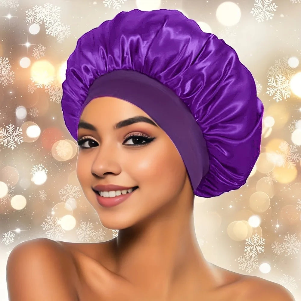 Satin Wide-brimmed Nightcap Styling Silk Headband Sleeping Qme PURPLE