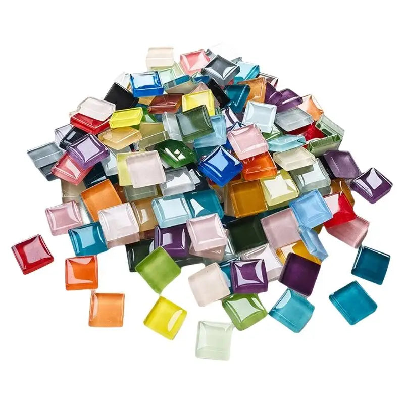 1.5CM Square Crystal Mosaic Tiles 200G Mixed 50 Colors Glossy Glass For DIY Craft Coaster Vase Home Art Decoration Qme 1bag