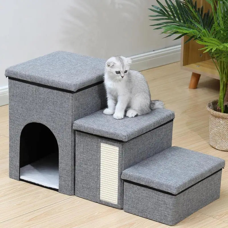 Pet Ladder Storage Box Cat Stairs Foldable Dog Stable Soft Organizer Qme