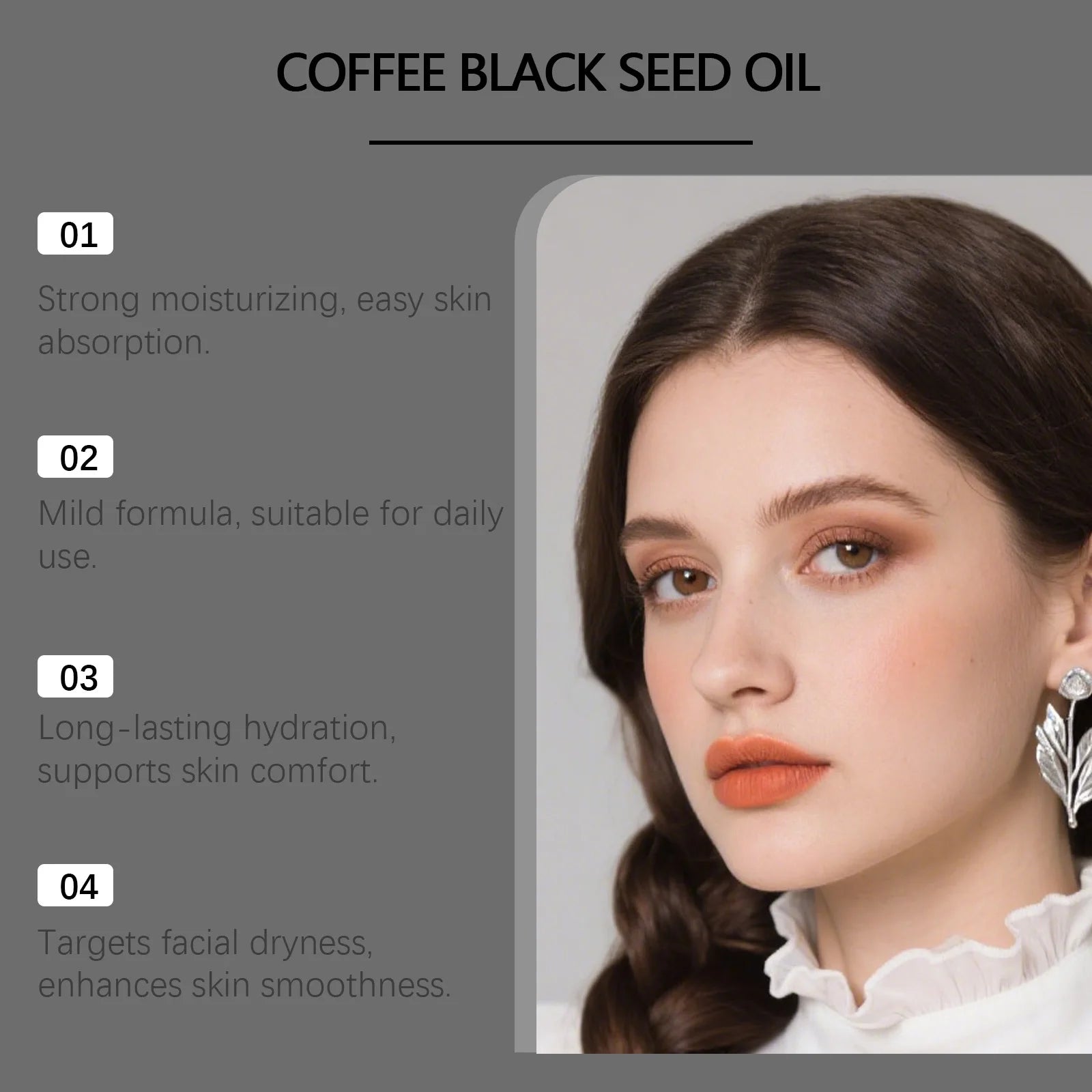 Black Seed Oil Face Serum Moisturizing & Brightening Serum with Coffee Extract Nourishes Softens Skin Daily Glowing Skin Care Qme