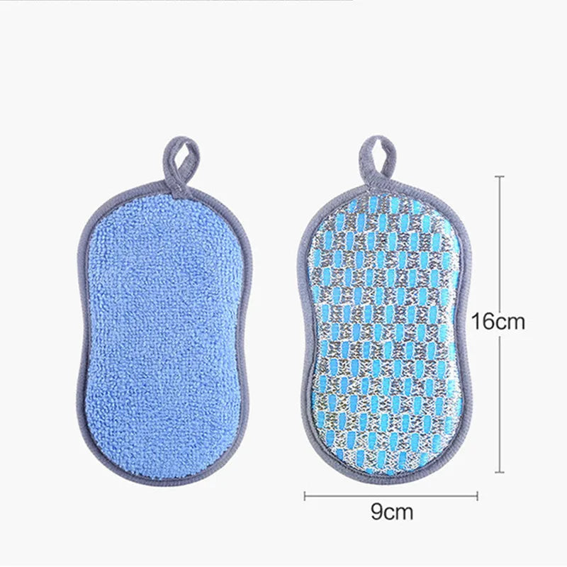 Kitchen Cleaning Sponge Double Sided Sponge Scrubber Sponges For Dishwashing Scouring Pad Dish Cloth Kitchen Cleaning Tools Qme