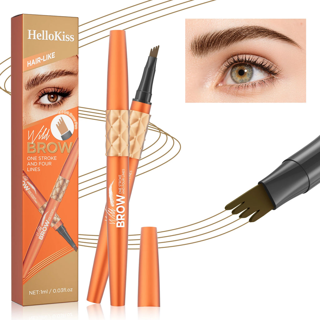 5 Colors Four Tip Liquid Eyebrow Pen Waterproof Sweatproof Long Lasting 3D Wild Brow Microblading Eyebrow Makeup for Beginners Qme