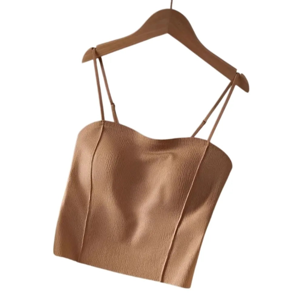 Elegant Non Trace Women Ice Silk Camisole Slim Fit Breathable Qme Skin Color M
