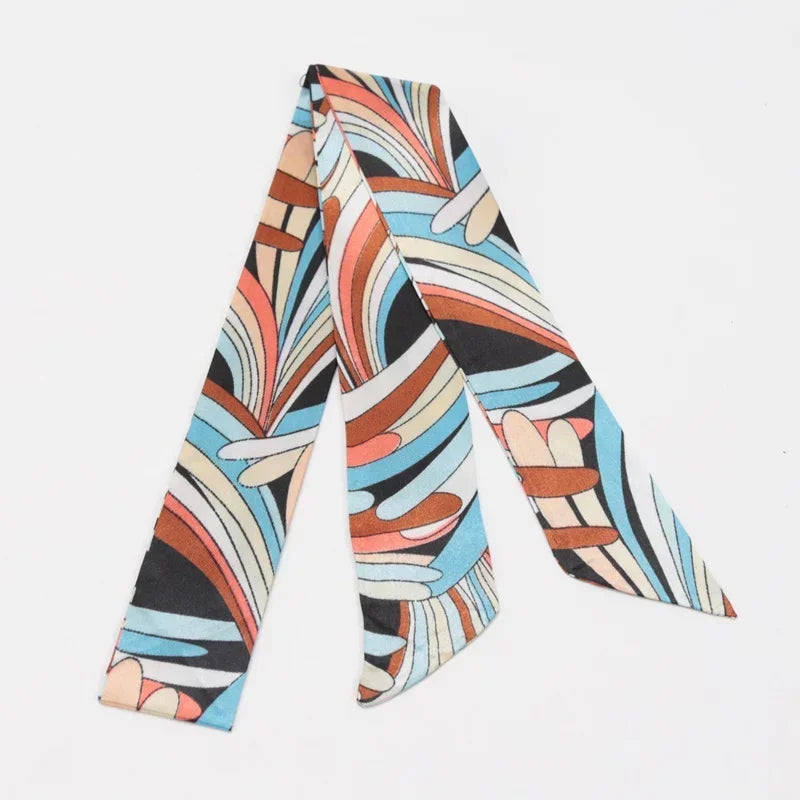 Skinny Scarf Hair Small Women Simple Handle Ribbon Fashion Printing