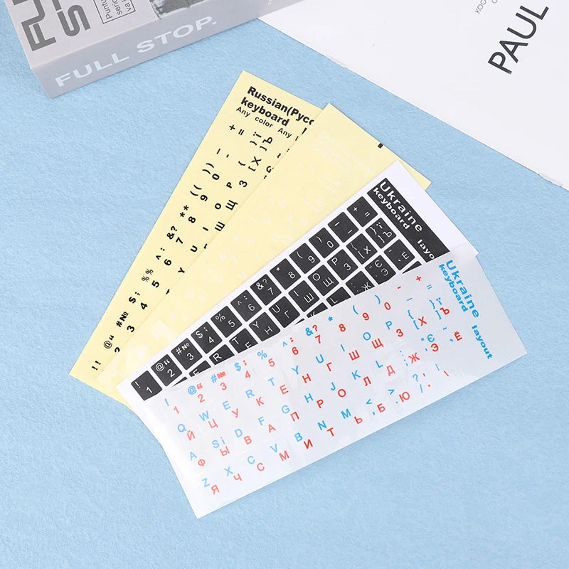 Ukraine Language Keyboard Sticker Black Clear Background White Blue Qme