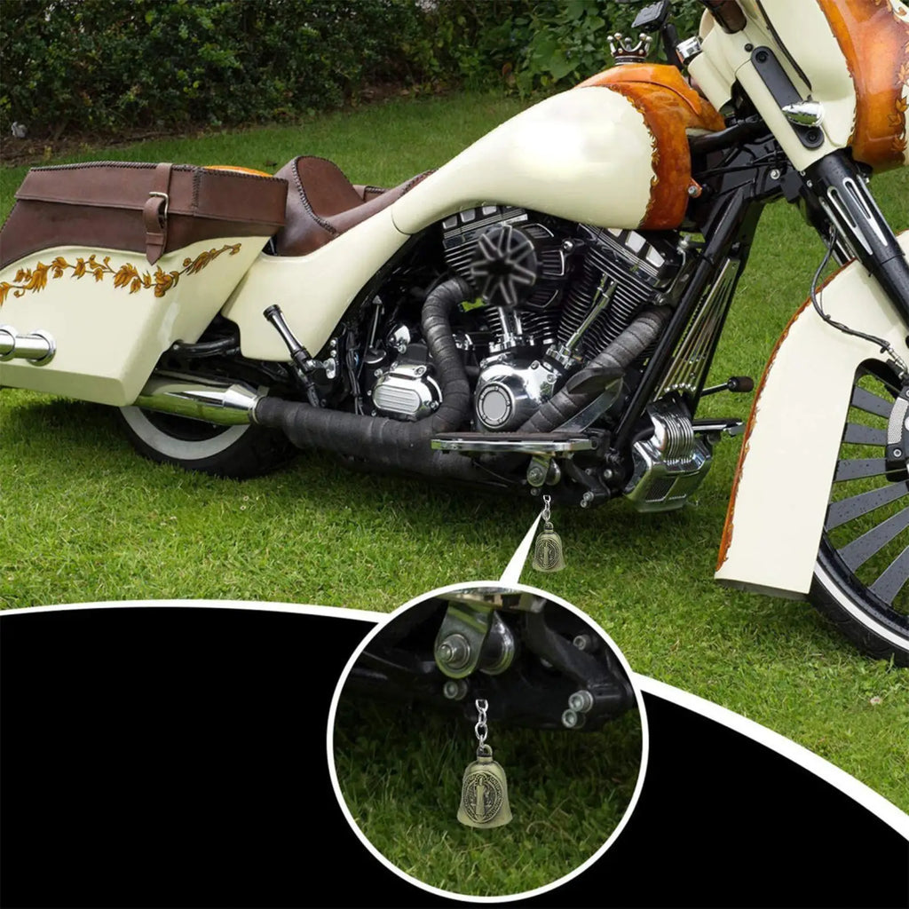 1PCS Motorcycle Bell Good Luck Jesus Bell Creative Motorcycle Bell Accessories For Good Luck Retro Riding Luck Key Chain Bell Qme