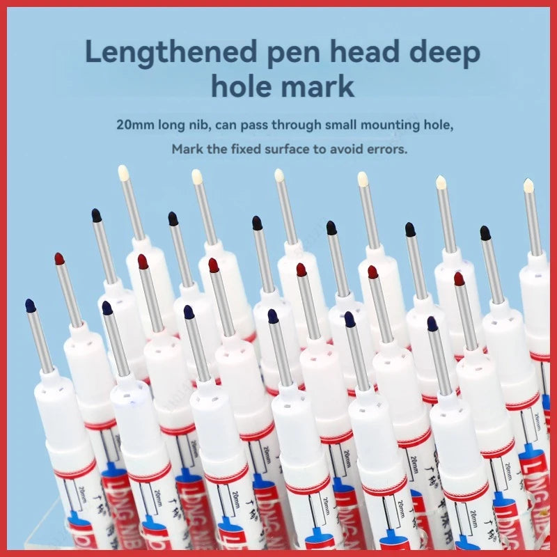 4Pcs/Set 20mm Deep Hole Long Nib Head Markers For Metal Perforating Pen Waterproof Bathroom Woodworking Decoration Multi-Purpose Qme