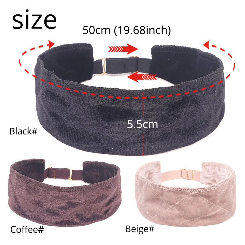 Yajukai Wig Grip Headband Adjustable Elastic Band Velvet Scarf No Qme