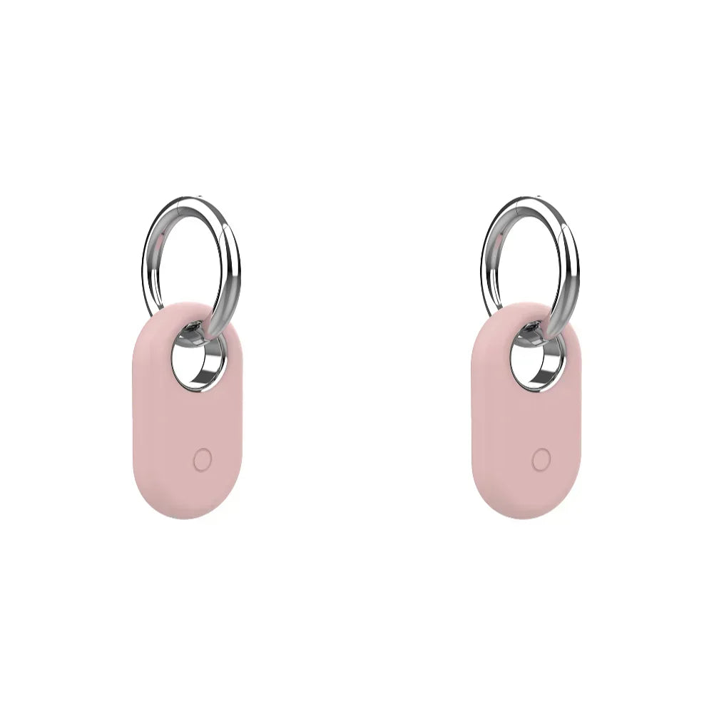 For Samsung Galaxy SmartTag 2 Locator Tracker Case Keychain Anti-Scratch Protective Skin Cover For Smart Tag Tracker Holder Qme 2PCS Pink