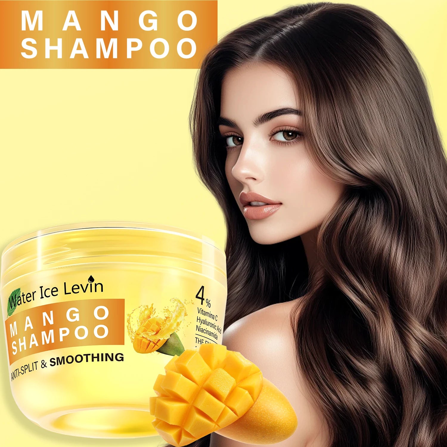 Mango Hyaluronic Acid Shampoo, Deep Care for Frizz Control and Moisture Retention, Nourishes with Mango Fragrance, Makes Hair Soft and Shiny Qme