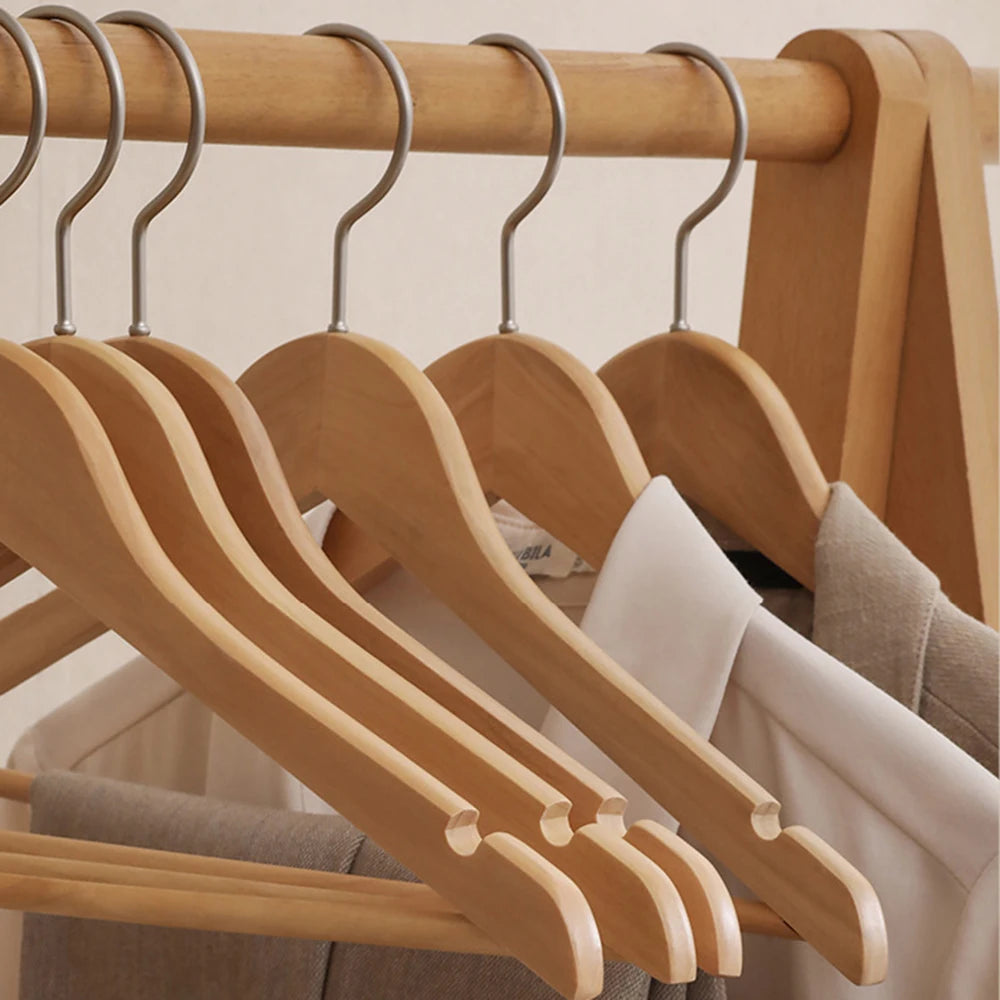 5PCS/10PCS/20PCS/30PCS Solid Wood Hangers Wooden Clothes Hangers Seamless Wood Clothes Hangers Home Organizer Qme