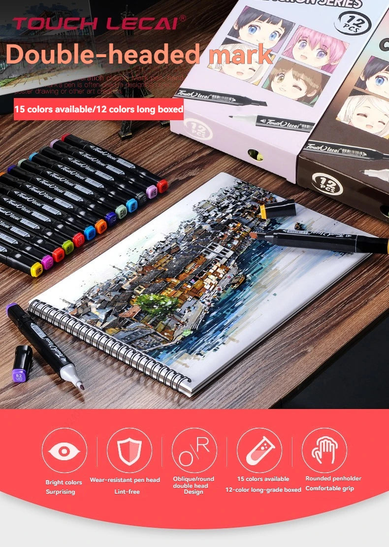 Alcohol Markers, Dual Brush Tip Permanent Art Markers, Coloring Marker, for Book Painting Card Making, Christmas gift Qme