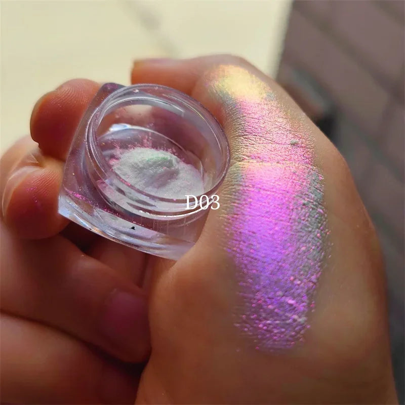 Ultra-Thin Waterproof Color Shift Holographic Eyeshadow Highlighter MultiChrome Shifting Pigments Duochrome Chameleon Eyeshadow Qme D03