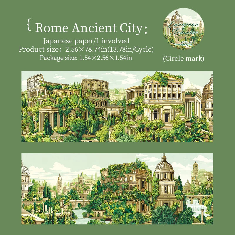 1 Roll European Travel Scenery Theme Washi Tape for Journal Scrapbooking DIY Collage Art Phone Case Decoration Qme 4